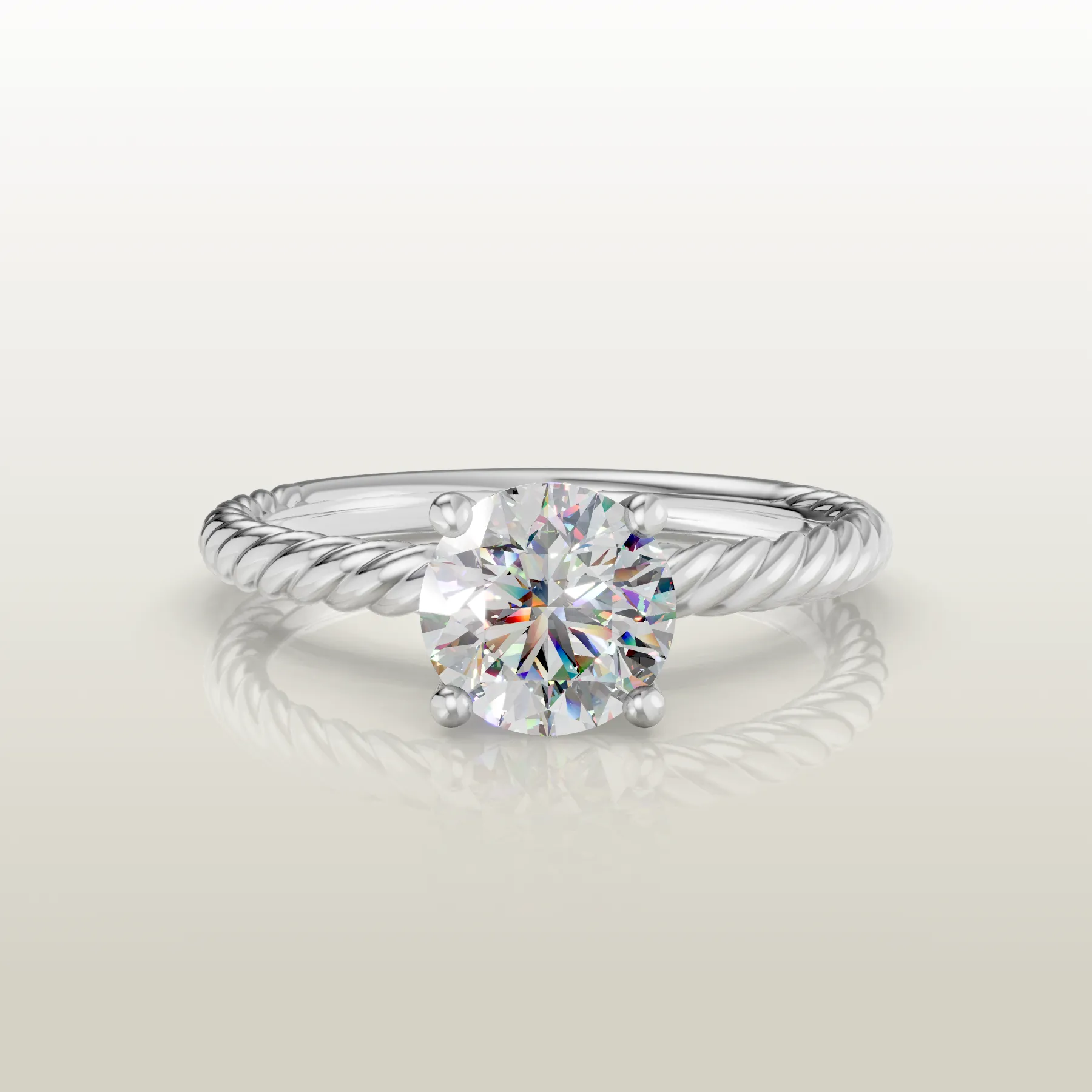 14K white gold satin polished center band